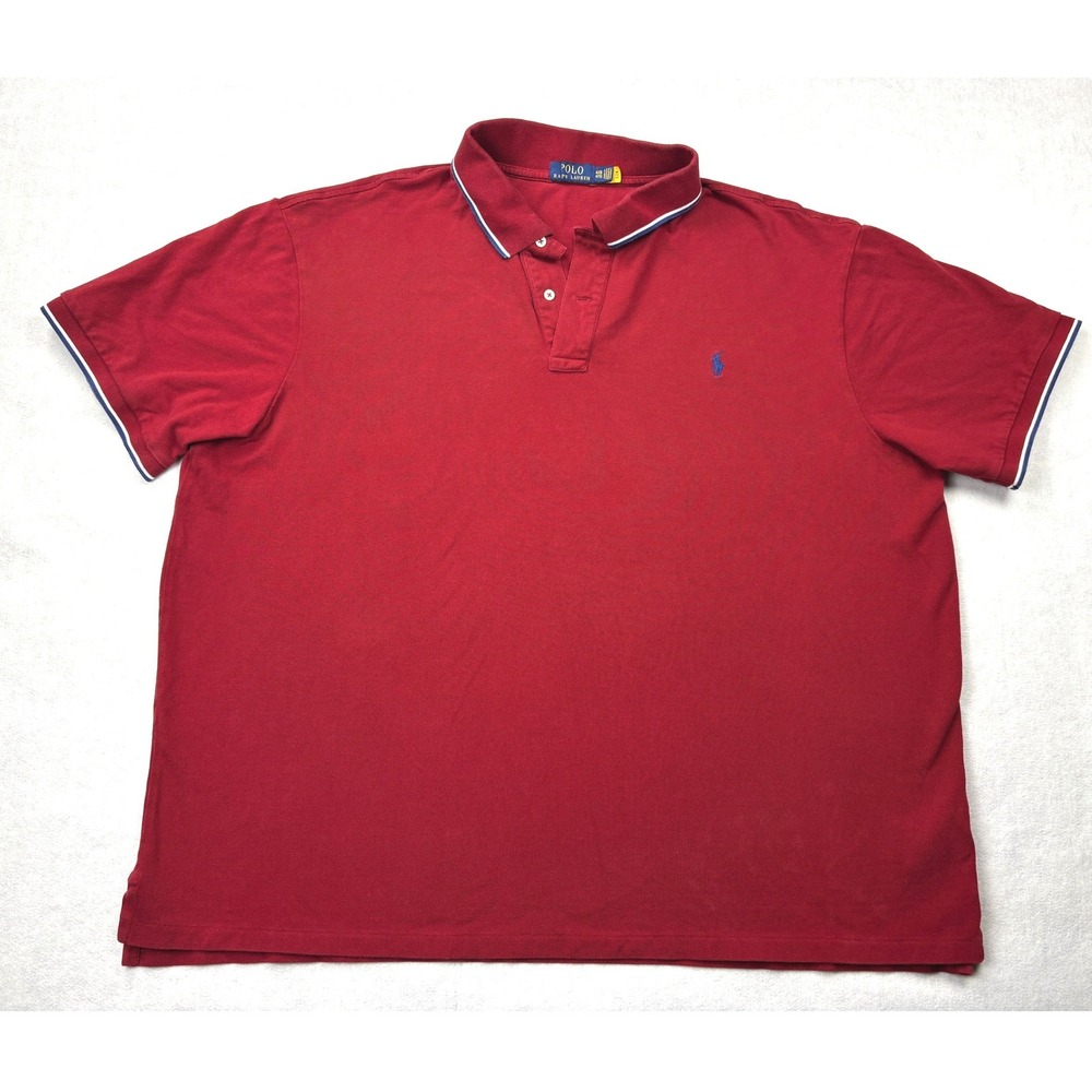 Polo Ralph Lauren Mens Red Tipped Cotton Polo Shirt Big and Tall 4XB 4TG